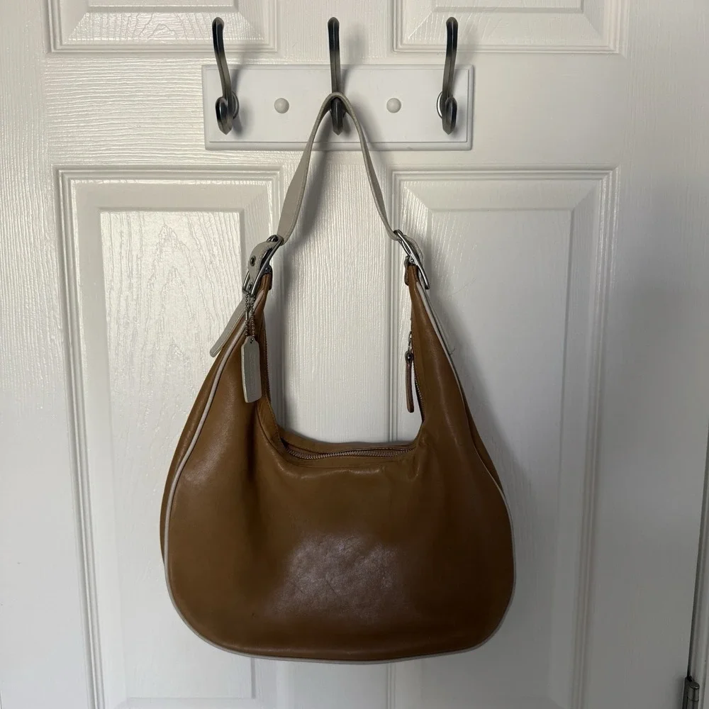 Vintage Coach Ergo Hobo Tan Beige Y2K Slouchy Shoulder Bag Crescent Purse 9591